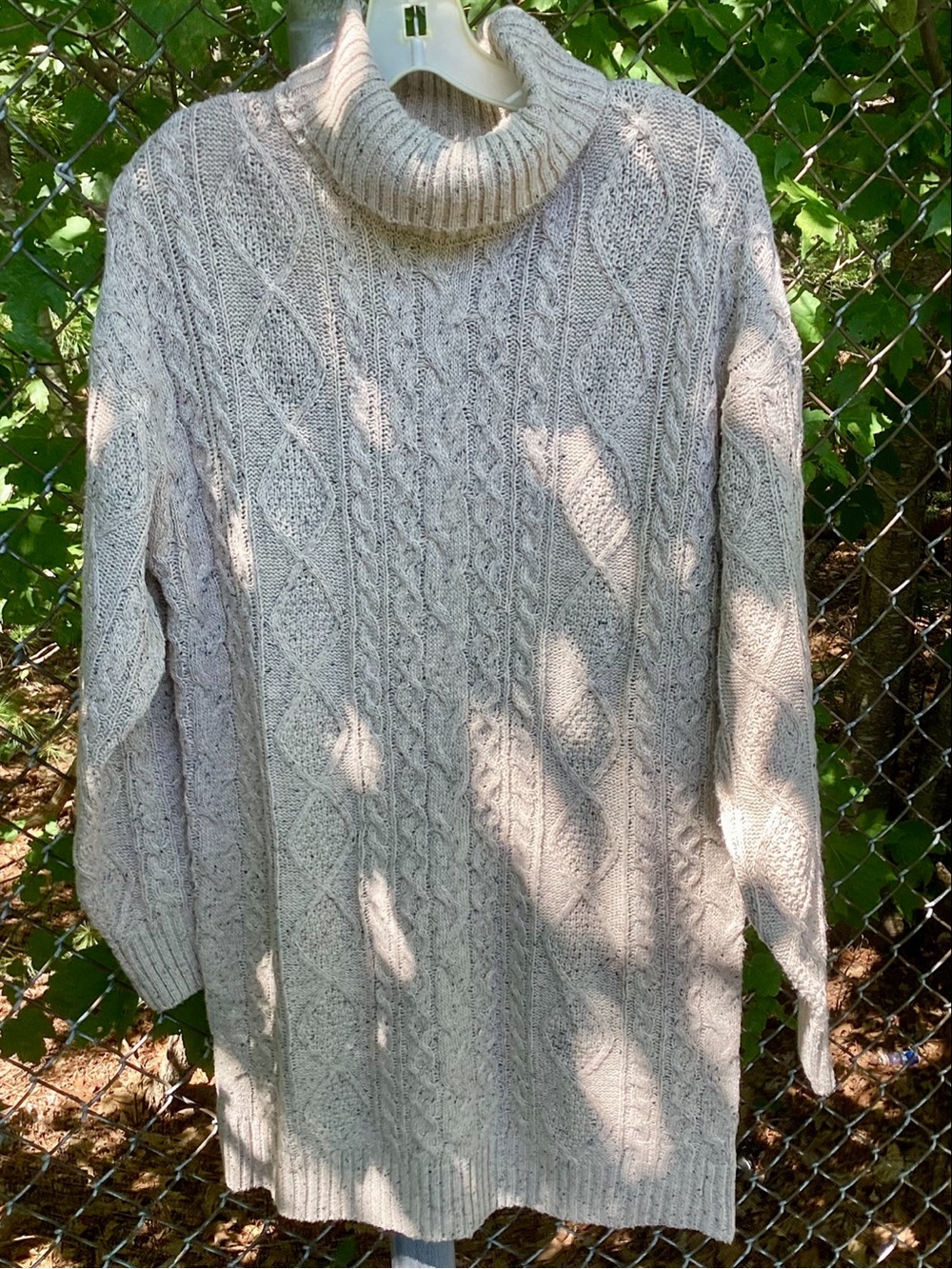 Mia & Tess Fisherman Knit Mini Dress Beige Fleck Turtleneck